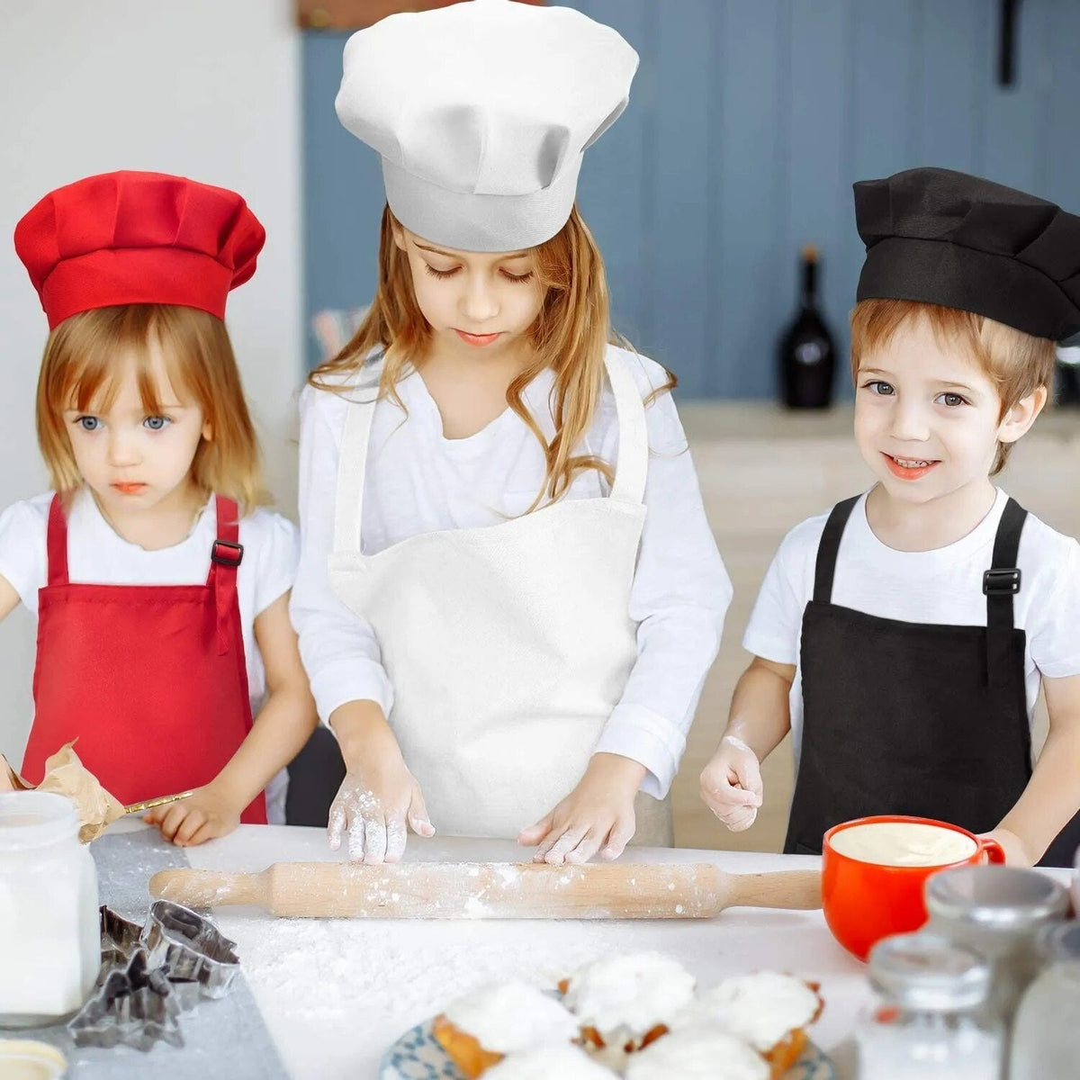 4pcs Kids' Apron Set - Front Pocket, Craft & Cooking Aprons