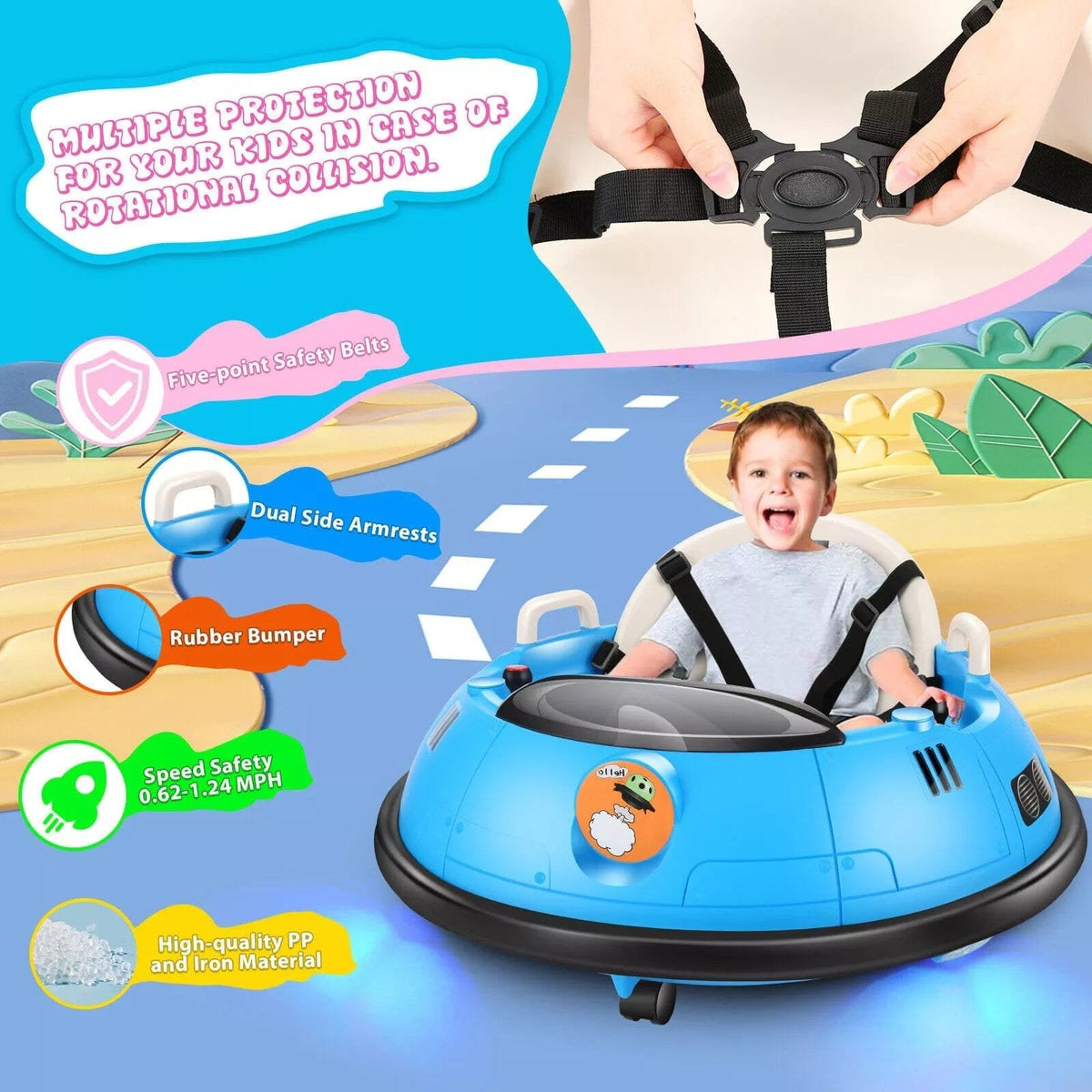 Kids Ride-On Bumper Car with 360° Spin