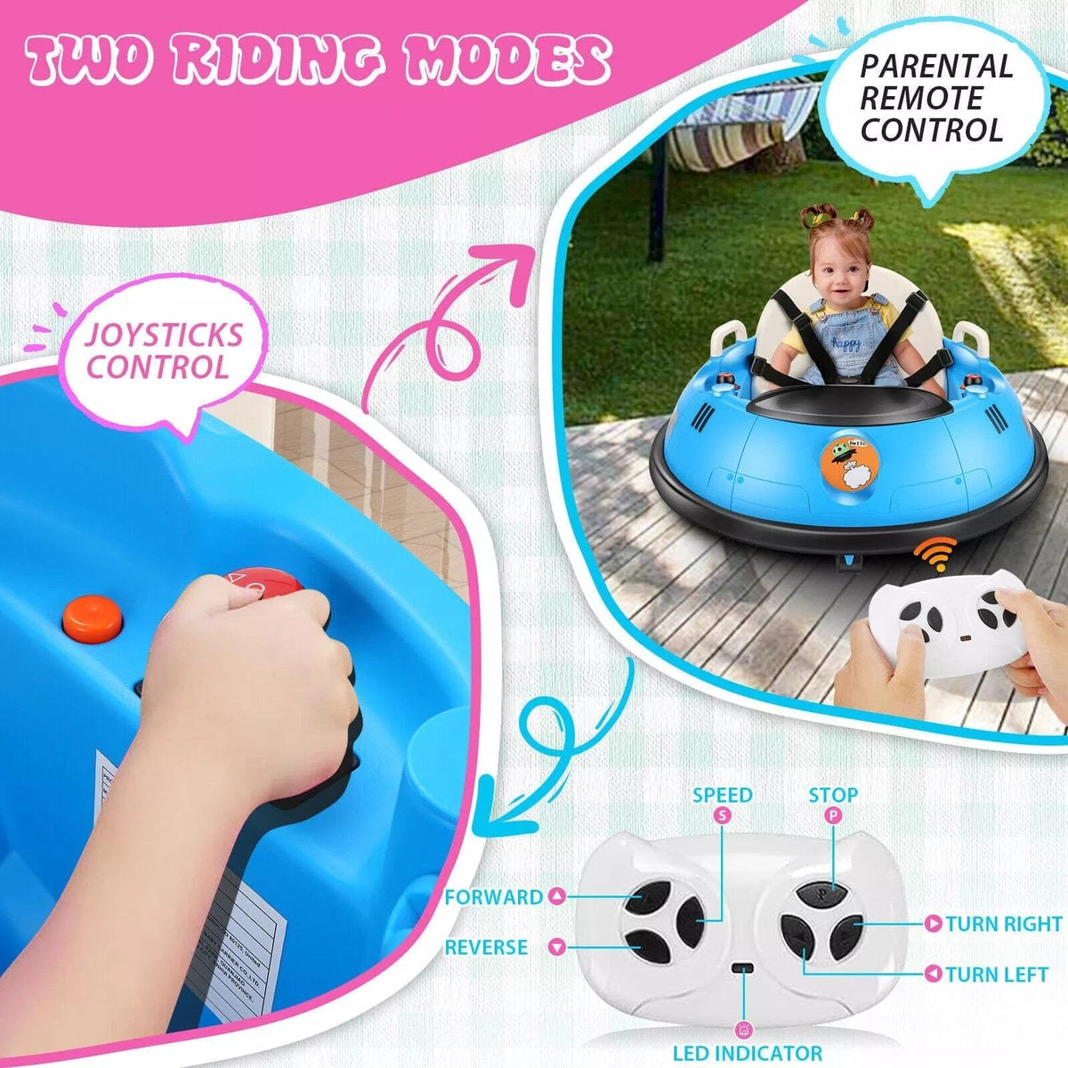 Kids Ride-On Bumper Car with 360° Spin