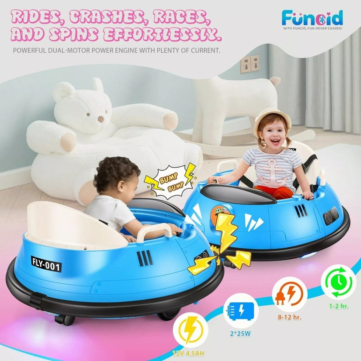 Kids Ride-On Bumper Car with 360° Spin