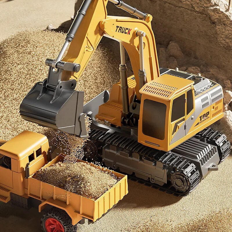Alloy RC Excavator Toy with Lights & Sound, Kids Engineering Gift