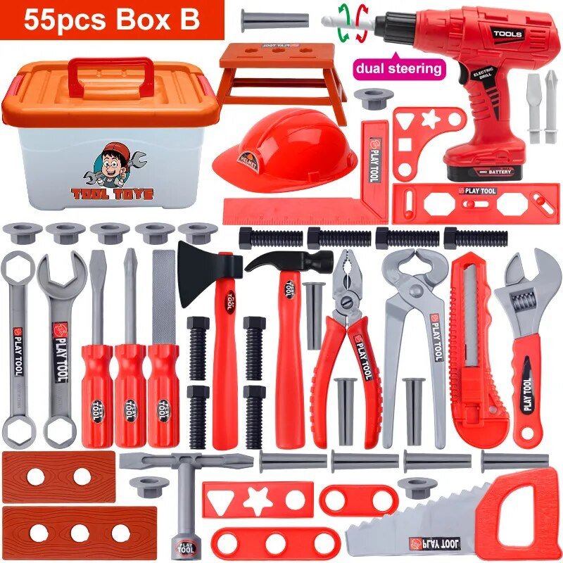 Kids Electric Toy Drill Tool Set: Pretend Construction Play