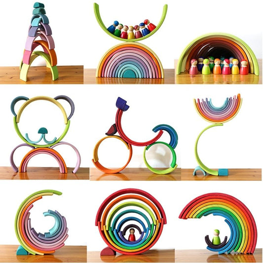 Kids Creative Rainbow Building Blocks Montessori Learning Toy