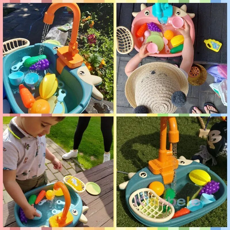 Electric Dishwasher Kids Kitchen Toy - Pretend Play Set