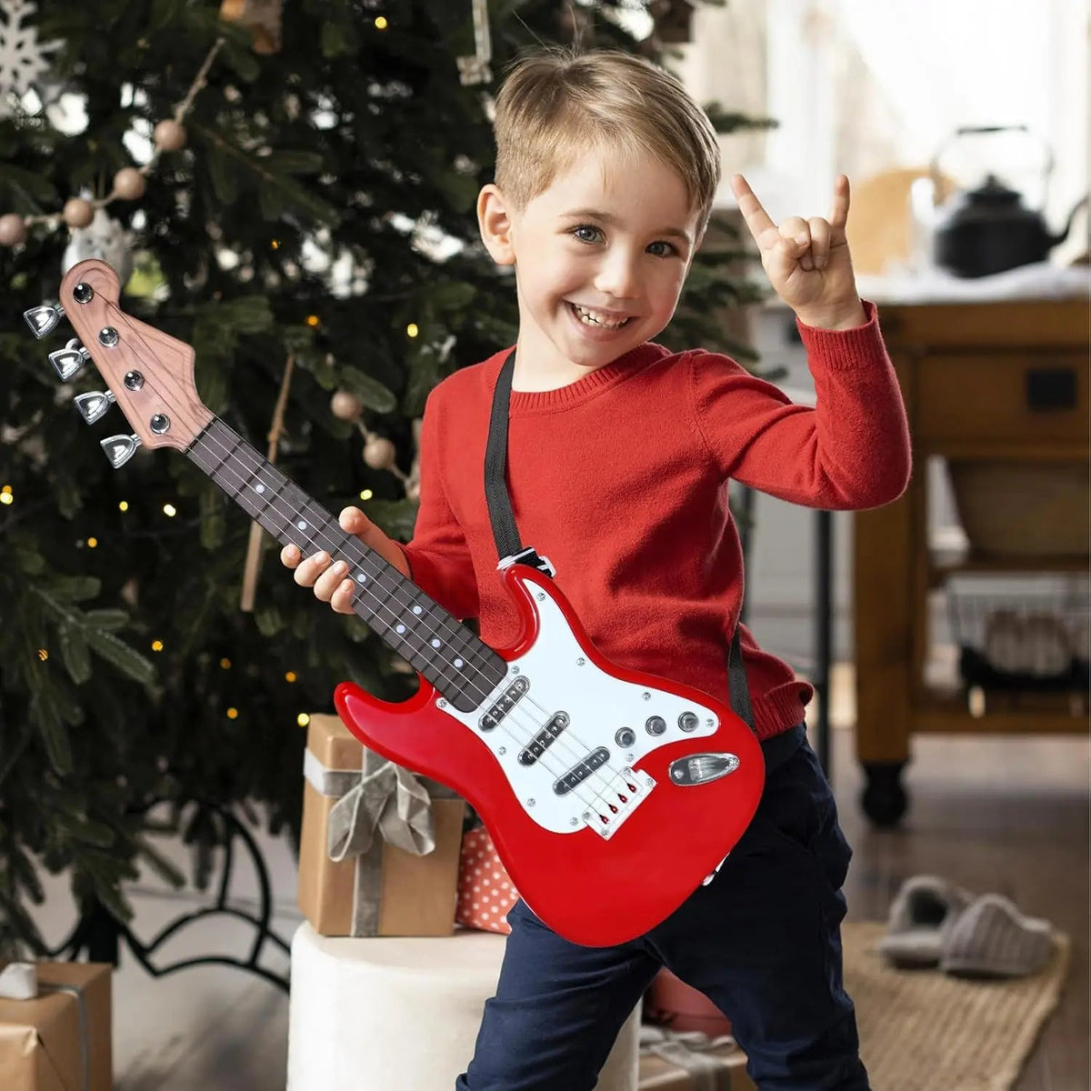 Kids 4-String Electric Guitar Toy – Portable Music Maker