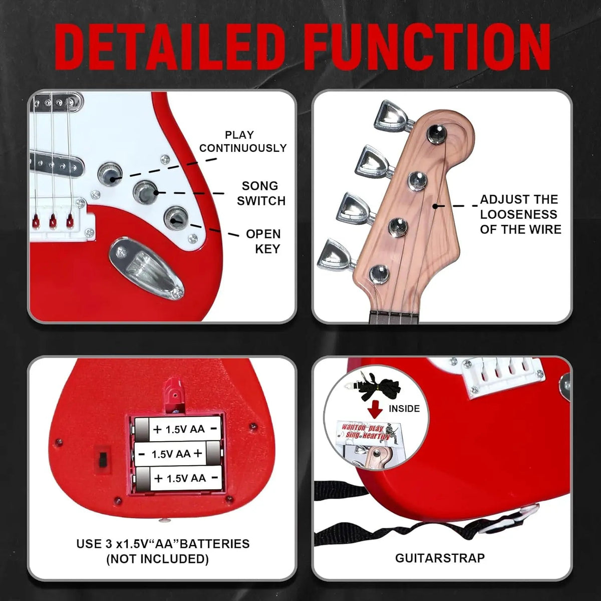 Kids 4-String Electric Guitar Toy – Portable Music Maker