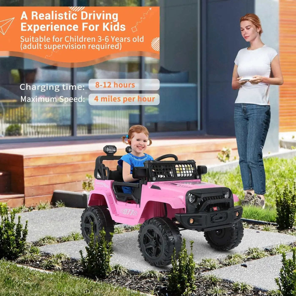 12V Electric Off-Road Car for Kids - Ride-On with Music