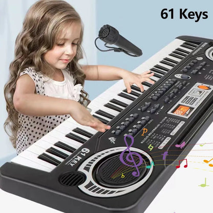 61-Key Portable Kids' Electronic Keyboard with Microphone
