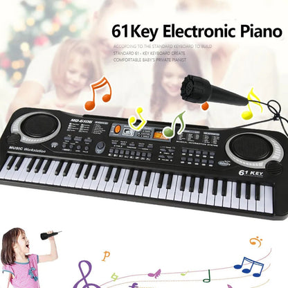 61-Key Portable Kids' Electronic Keyboard with Microphone