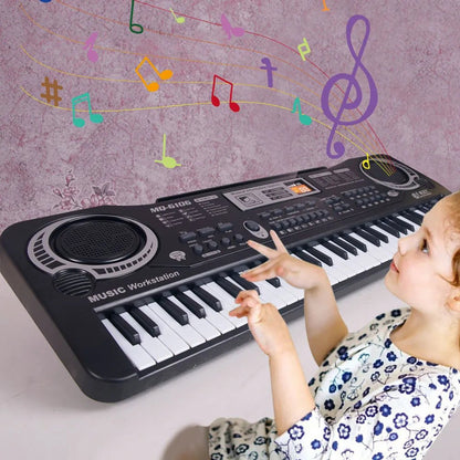 61-Key Portable Kids' Electronic Keyboard with Microphone