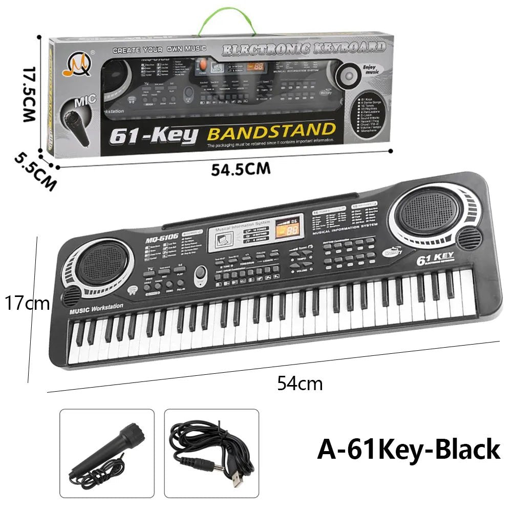 61-Key Portable Kids' Electronic Keyboard with Microphone