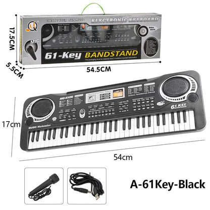 61-Key Portable Kids' Electronic Keyboard with Microphone