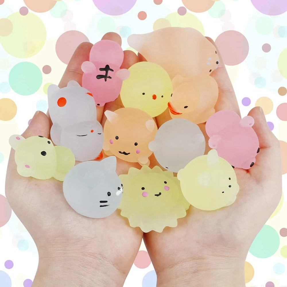 Glow-in-the-Dark Kawaii Animal Mochi Squishies