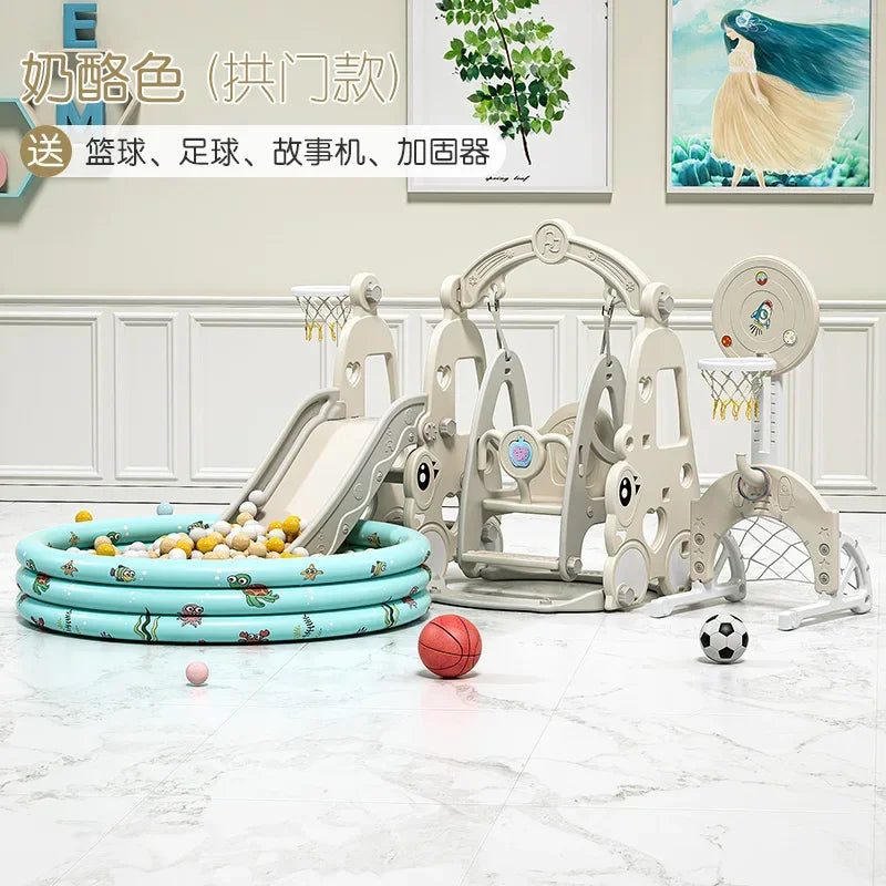 TQH 3-in-1 Indoor Slide & Swing for Toddlers