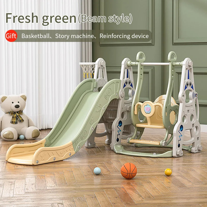 4-in-1 Indoor Playhouse Slide & Swing Set (PE) – YBC-TKR-007