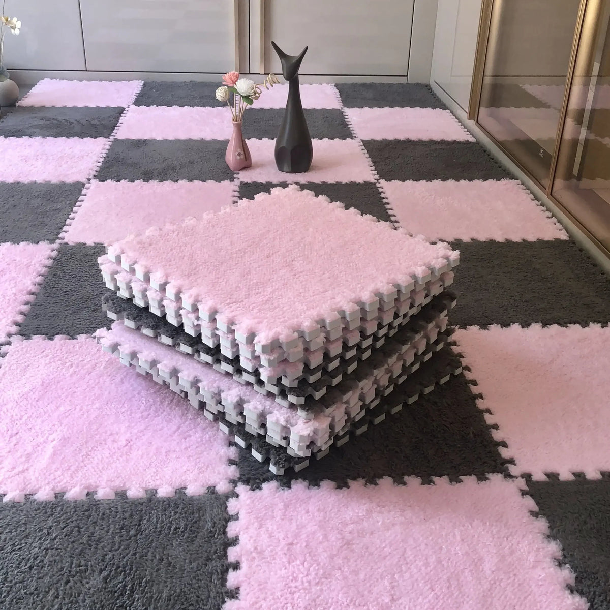 Soft Plush Interlocking Kids Play Mat Tiles – 30×30 cm