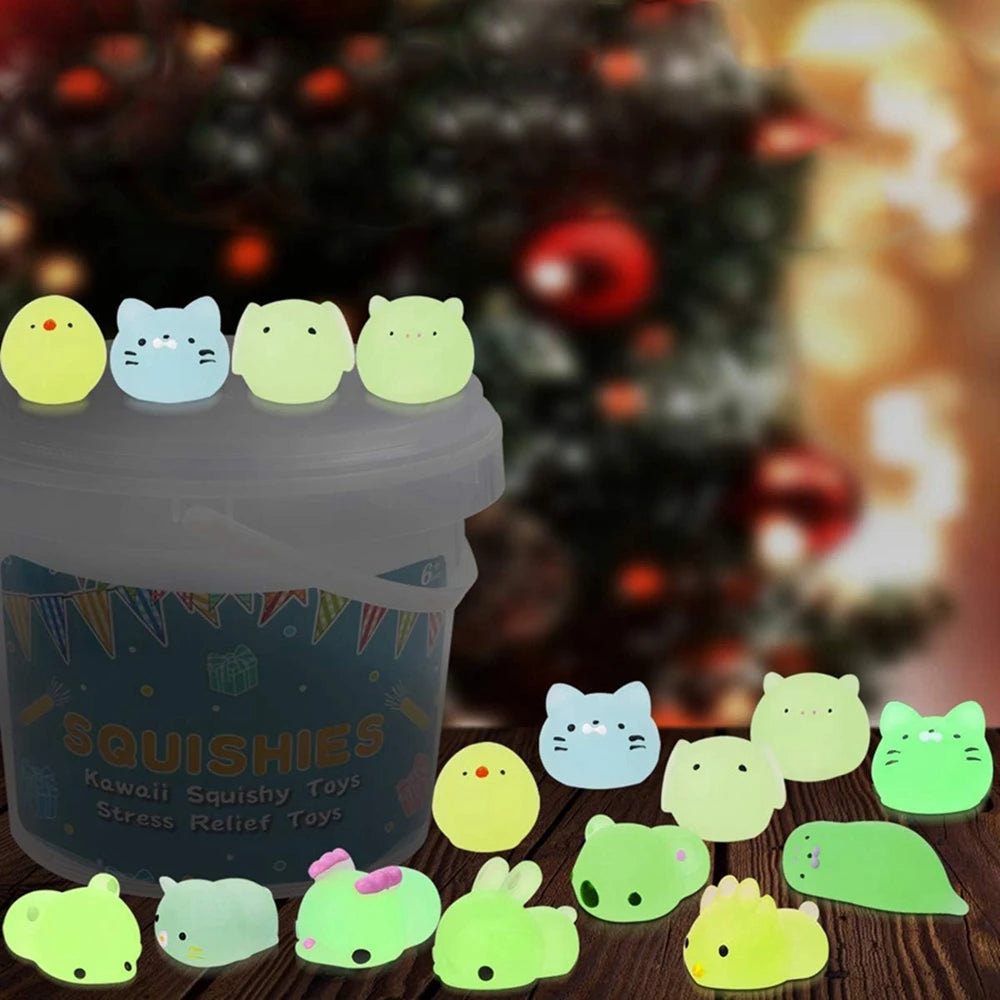 Glow-in-the-Dark Kawaii Animal Mochi Squishies