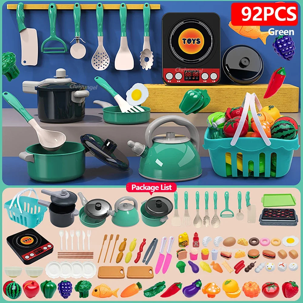 Kids Pretend Kitchen Set – 92/69/59-Piece Play Cooking Kit