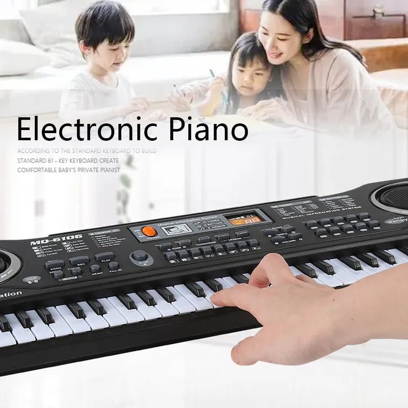61-Key Portable Kids' Piano Keyboard with Microphone - Beginner's Gift
