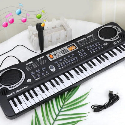 61-Key Portable Kids' Piano Keyboard with Microphone - Beginner's Gift