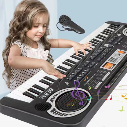 61-Key Portable Kids' Piano Keyboard with Microphone - Beginner's Gift