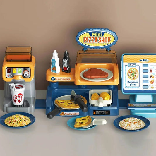 Kids Pizza Shop Kitchen Set with Juice Machine & Cash Register