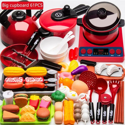 Kids Kitchen Toy Set with Fruit Cutting & Cooking Utensils