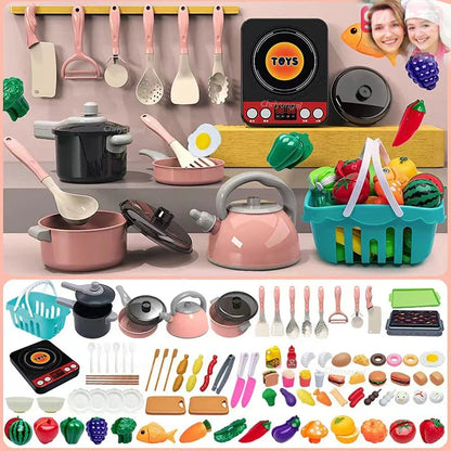 Kids Pretend Kitchen Set – 92/69/59-Piece Play Cooking Kit