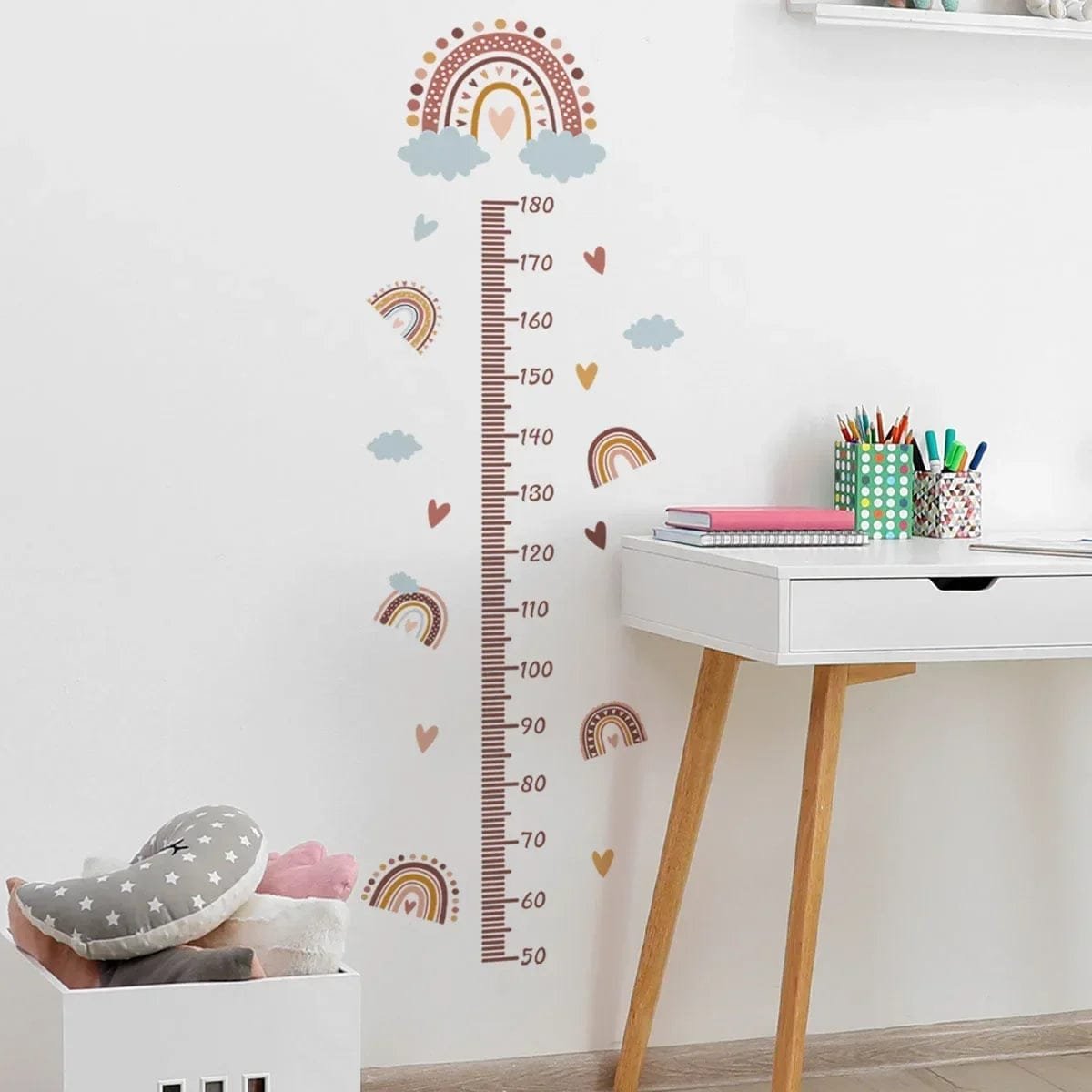 Pink Rainbow Kids Growth Chart - Wall Sticker Measure Art