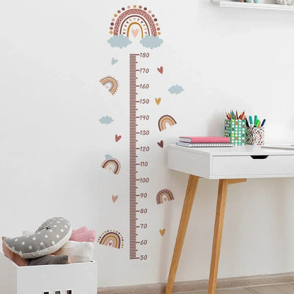 Pink Rainbow Kids Growth Chart - Wall Sticker Measure Art
