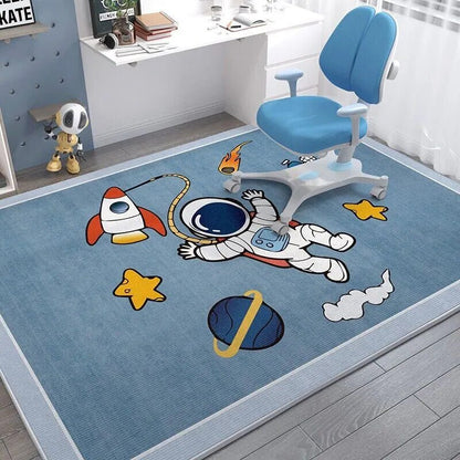 Cartoon Spaceman Rug - Non-Slip, Fashionable Mat for Kids' Rooms