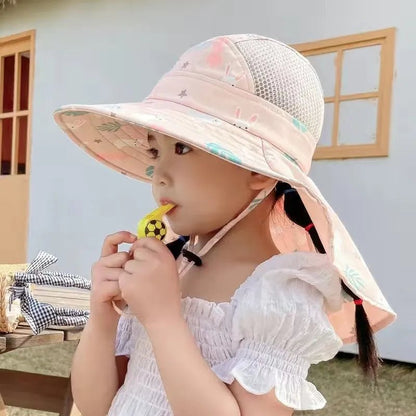 Kids Summer Sun Hat with Neck & Ear Cover - UV Protection
