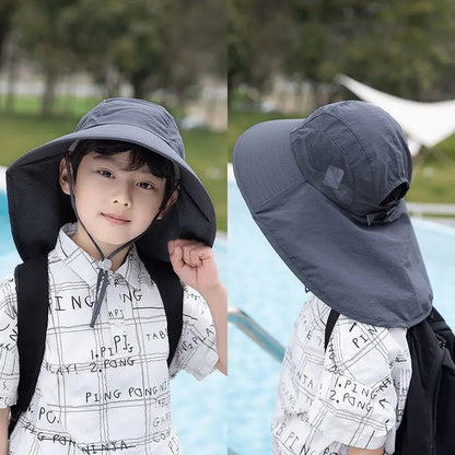 Kids Summer Sun Hat with Neck & Ear Cover - UV Protection