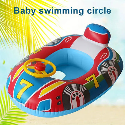 Inflatable Baby Swim Ring with Sun Shade: Toddler Pool Toy for Outdoor Fun