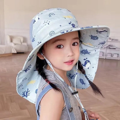 Kids Summer Sun Hat with Neck & Ear Cover - UV Protection
