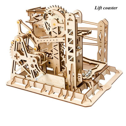 3D Marble Run Game Wooden Gear Drive Model Building Kits Toy for Children