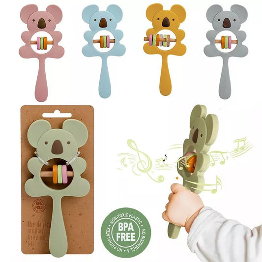 1PC Koala & Elephant Silicone Teether Handbell Rattles