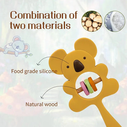 1PC Koala & Elephant Silicone Teether Handbell Rattles