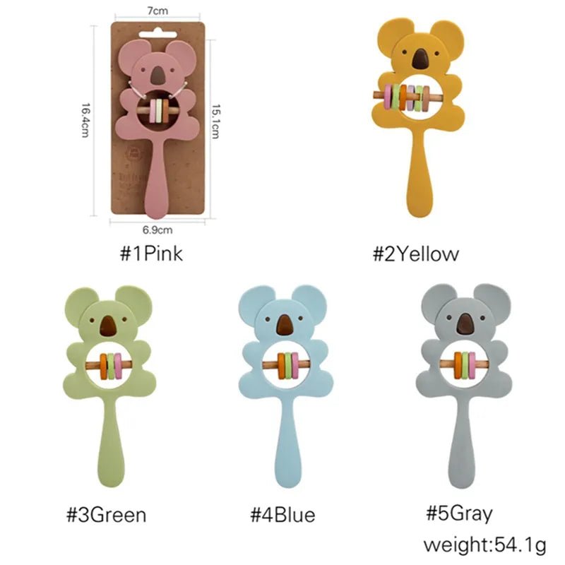 1PC Koala & Elephant Silicone Teether Handbell Rattles
