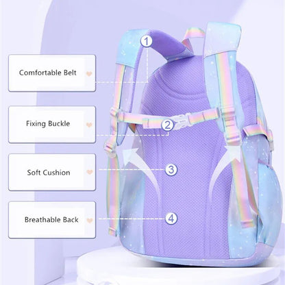 Cute Korean-Style Girls' Elementary School Backpack: Waterproof, Purple
