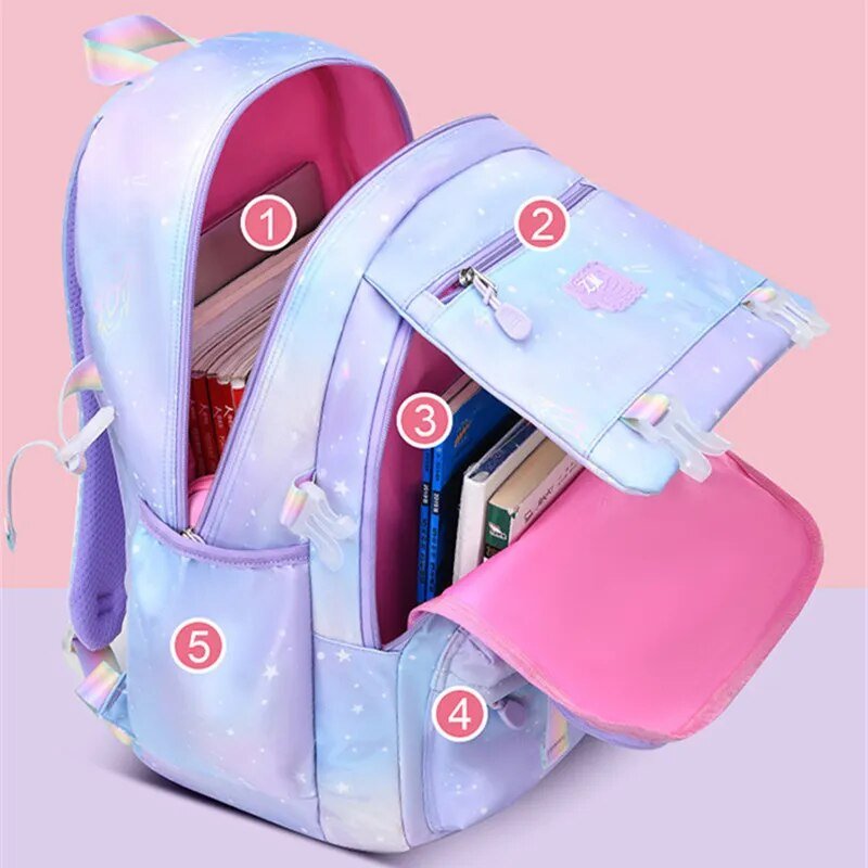 Cute Korean-Style Girls' Elementary School Backpack: Waterproof, Purple