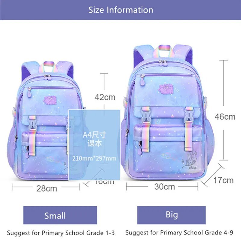 Cute Korean-Style Girls' Elementary School Backpack: Waterproof, Purple