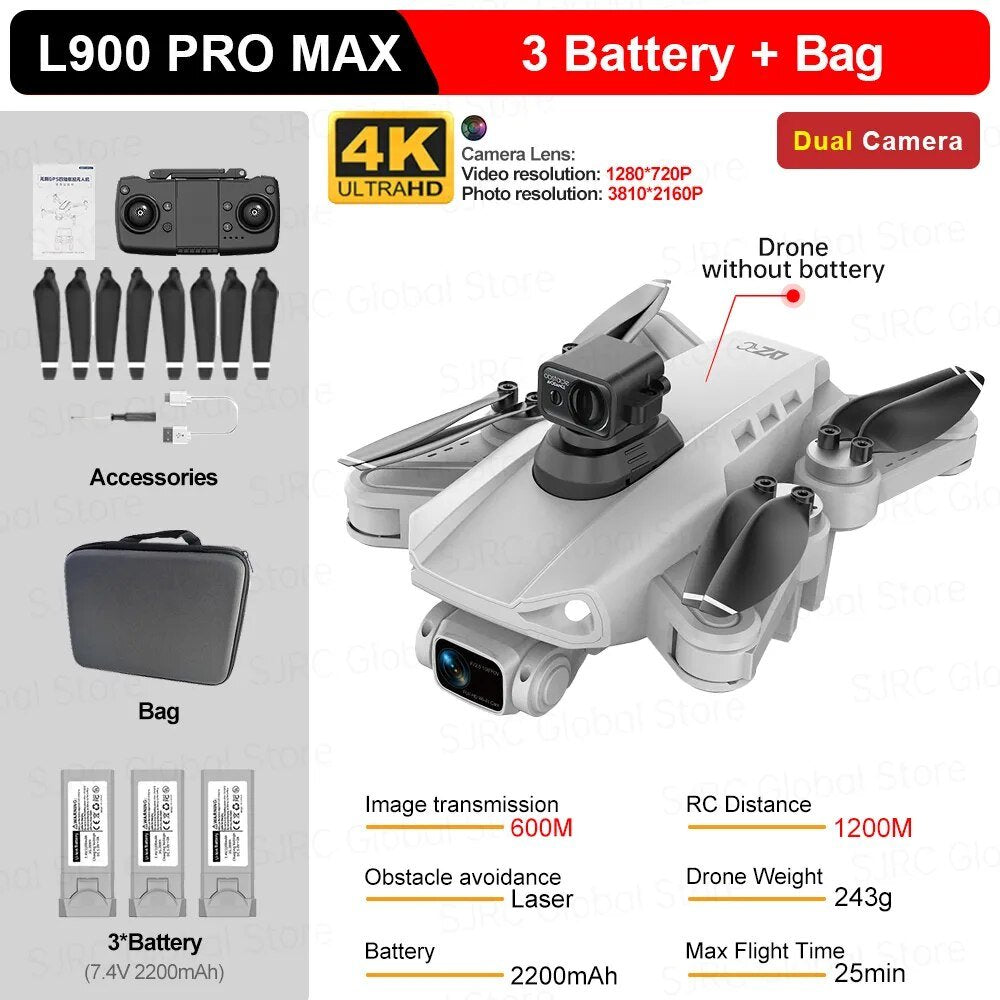 L900 Pro SE Max GPS Drone - 4K Camera, 5G Wifi FPV, Foldable RC Quadcopter