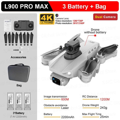 L900 Pro SE Max GPS Drone - 4K Camera, 5G Wifi FPV, Foldable RC Quadcopter