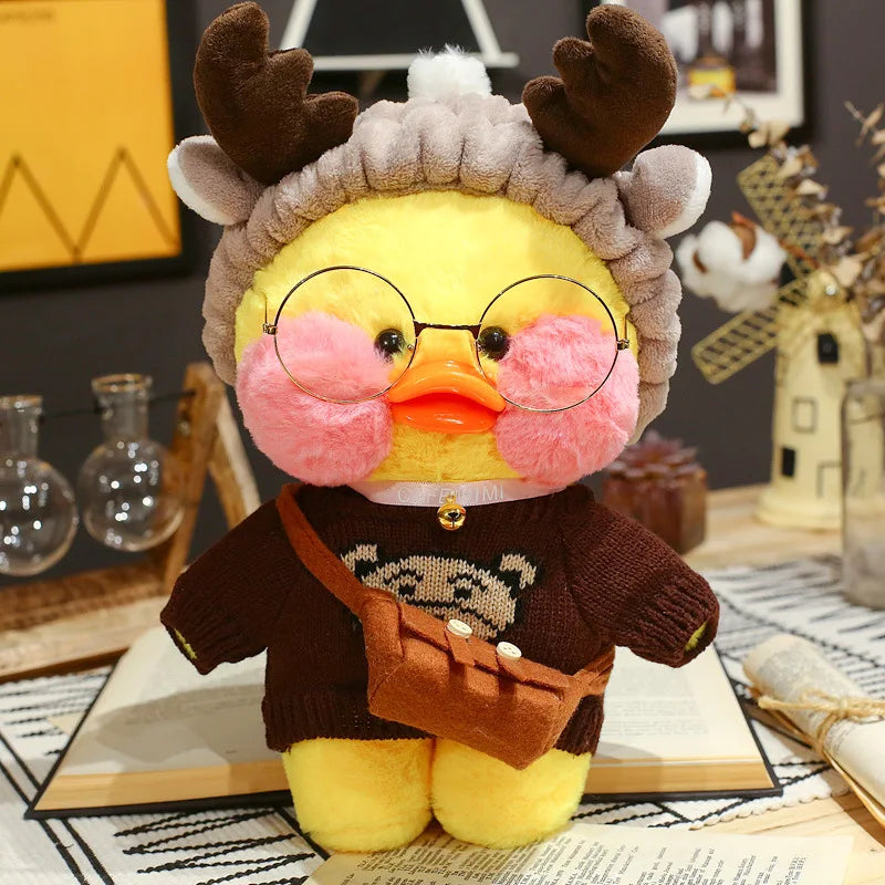 30cm Cute Cafe Duck, Soft Stuffed Animal Pillow Toy