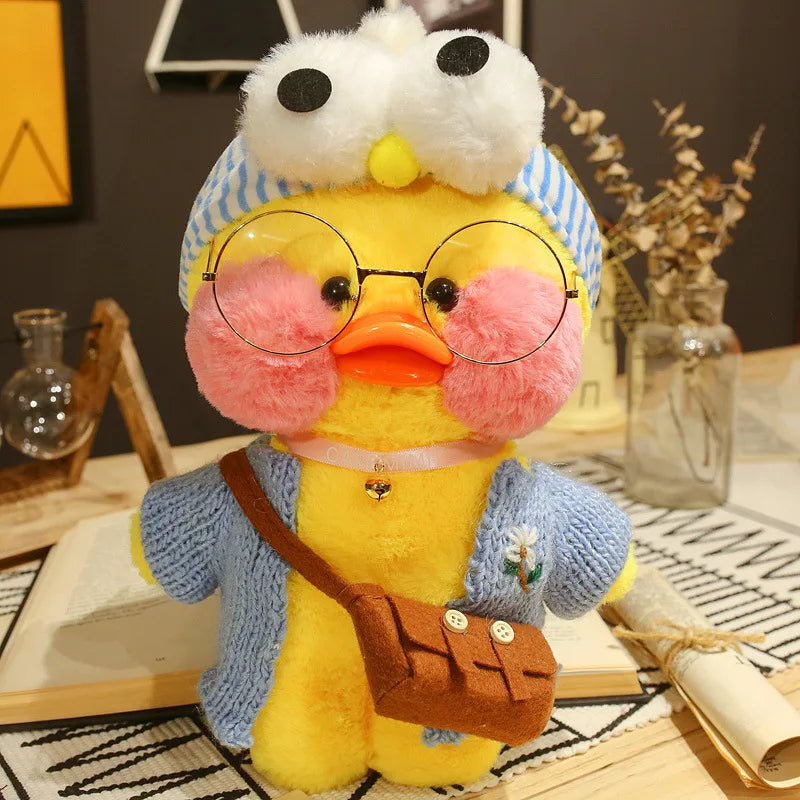 30cm Cute Cafe Duck, Soft Stuffed Animal Pillow Toy