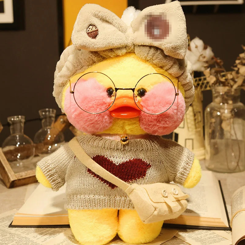 30cm Cute Cafe Duck, Soft Stuffed Animal Pillow Toy