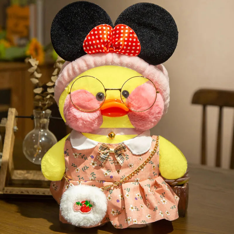 30cm Cute Cafe Duck, Soft Stuffed Animal Pillow Toy