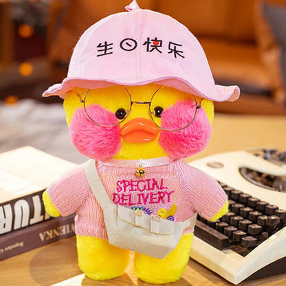 30cm Cute Cafe Duck, Soft Stuffed Animal Pillow Toy