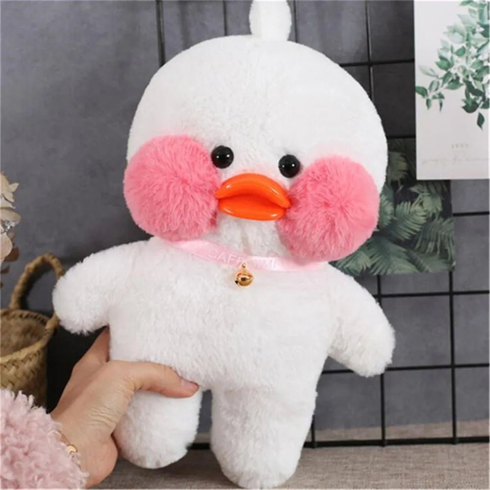 28cm Cafe Duck Plush Toy with Bells, Soft Animal Pillow